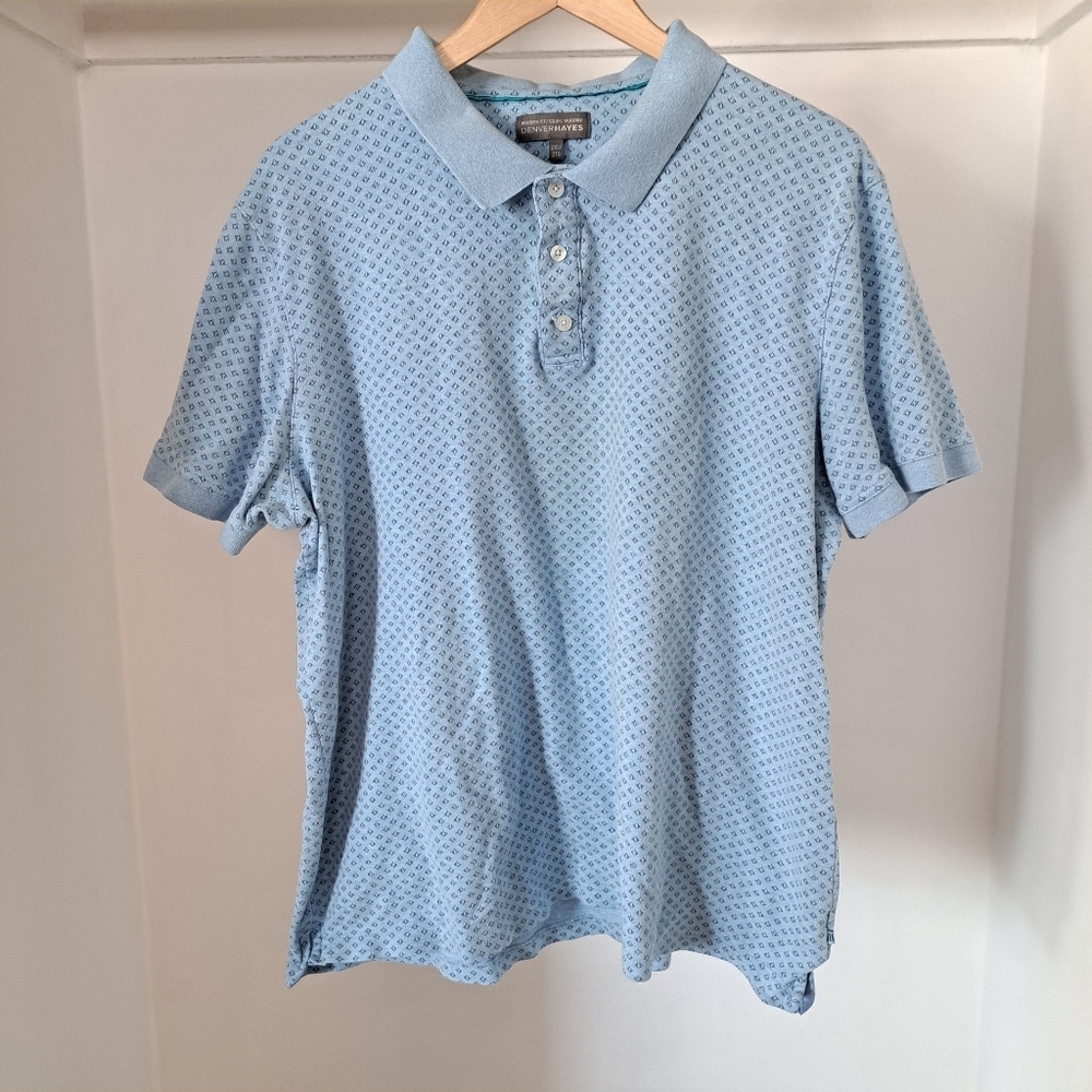 Denver Hayes | Blue diamond pattern men's modern fit polo